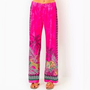 Lilly Pulitzer Small Bal Harbour Palazzo Pants Wild Side Leopard Pink